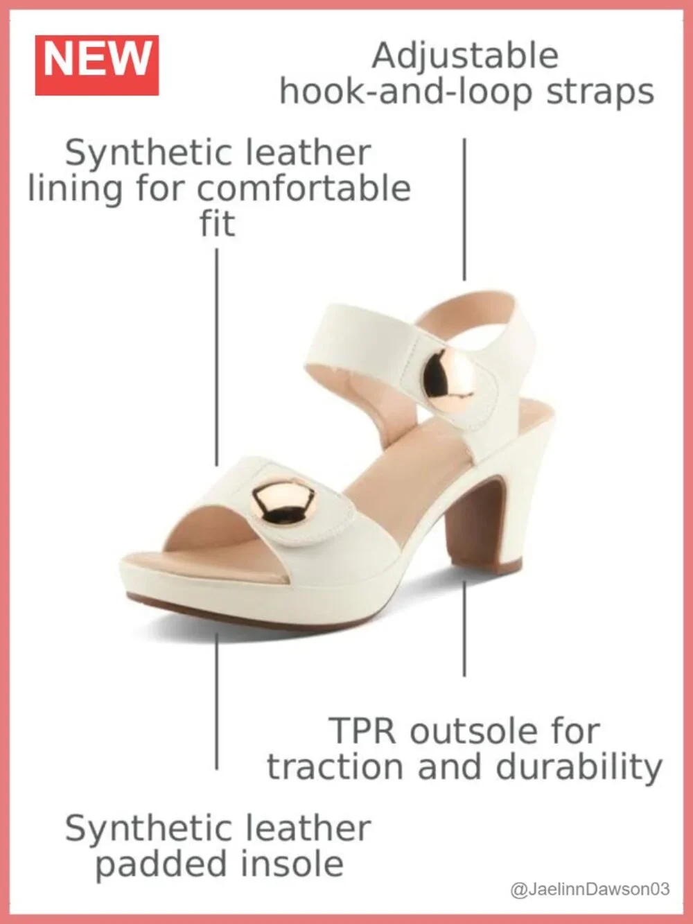Women's Platform Sandals with Hook and Loop Closure, Padded Insole, Slip-On